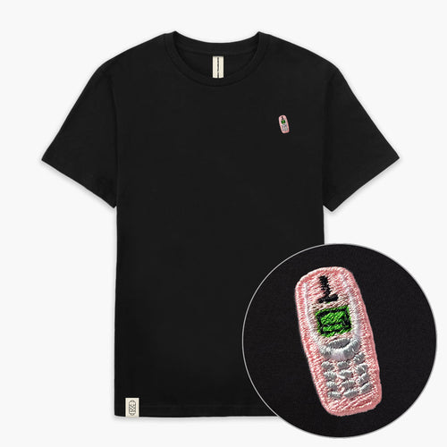 90s Phone Embroidered T-Shirt (Unisex)-Embroidered Clothing, Embroidered T-Shirt, N03-fundacionaqualogy