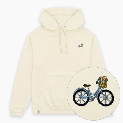Bike With Flowers Embroidered Hoodie (Unisex)-Embroidered Clothing, Embroidered Hoodie, JH001-fundacionaqualogy