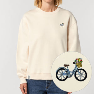 Bike With Flowers Embroidered Sweatshirt (Unisex)-Embroidered Clothing, Embroidered Sweatshirt, JH030-Existential Thread