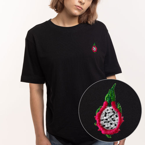 Dragon Fruit Embroidered T-Shirt (Unisex)-Embroidered Clothing, Embroidered T-Shirt, N03-fundacionaqualogy