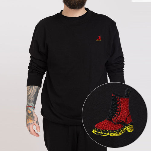 Grunge Boot Embroidered Sweatshirt (Unisex)-Embroidered Clothing, Embroidered Sweatshirt, JH030-fundacionaqualogy