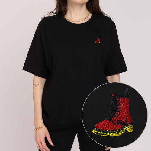 Grunge Boot Embroidered T-Shirt (Unisex)-Embroidered Clothing, Embroidered T-Shirt, N03-fundacionaqualogy