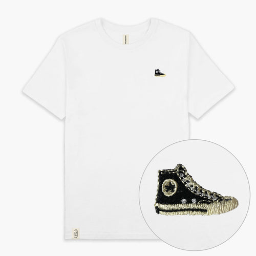 High-Top Sneaker Embroidered T-Shirt (Unisex)-Embroidered Clothing, Embroidered T-Shirt, N03-fundacionaqualogy