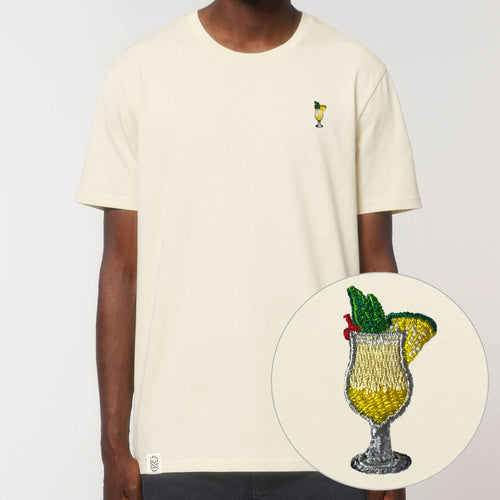 Piña Colada Embroidered T-Shirt (Unisex)-Embroidered Clothing, Embroidered T-Shirt, N03-fundacionaqualogy