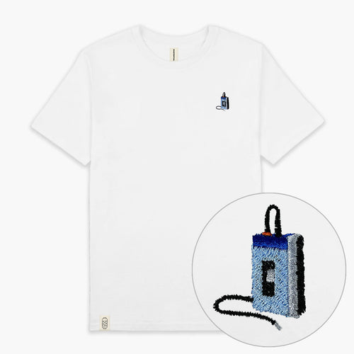 Tape Player Embroidered T-Shirt (Unisex)-Embroidered Clothing, Embroidered T-Shirt, N03-fundacionaqualogy