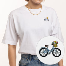 Load image into Gallery viewer, Bike With Flowers Embroidered T-Shirt (Unisex)-Embroidered Clothing, Embroidered T-Shirt, N03-Existential Thread