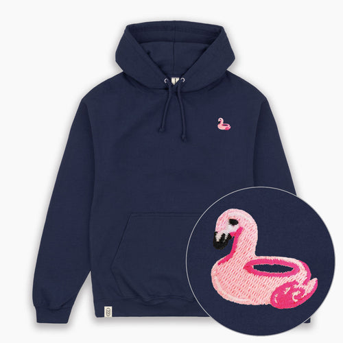 Flamingo Floatie Hoodie (Unisex)-Embroidered Clothing, Embroidered Hoodie, JH001-Existential Thread