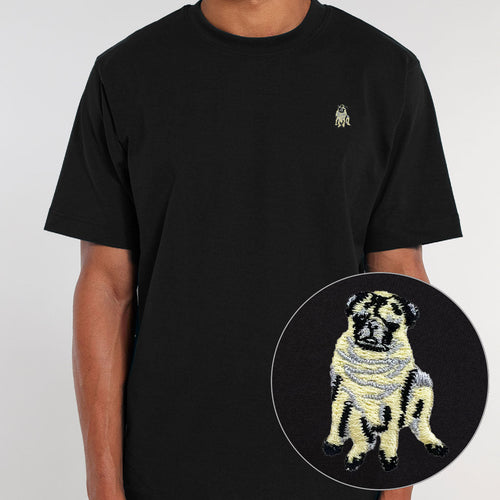 Pug T-Shirt (Unisex)-Embroidered Clothing, Embroidered T-Shirt, EP01-Existential Thread