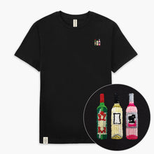 Load image into Gallery viewer, Wine Bottles Embroidered T-Shirt (Unisex)-Embroidered Clothing, Embroidered T-Shirt, N03-Existential Thread